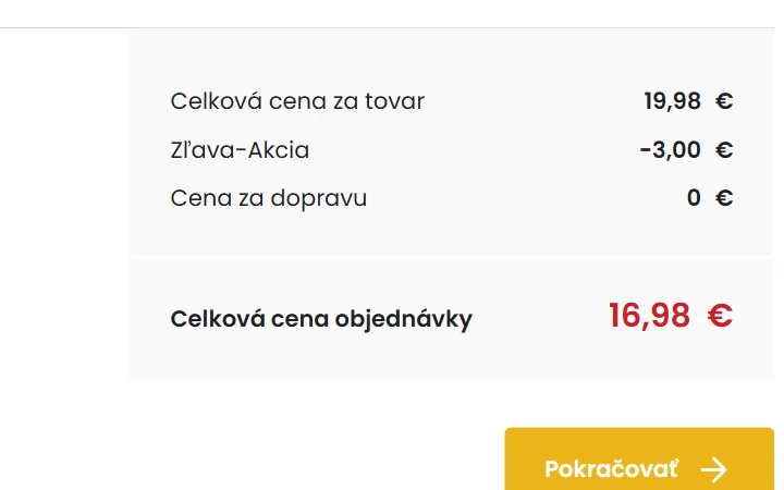 Riadok Zľava-Akcia a znížená celková cena v súhrne košíka Koberce.sk