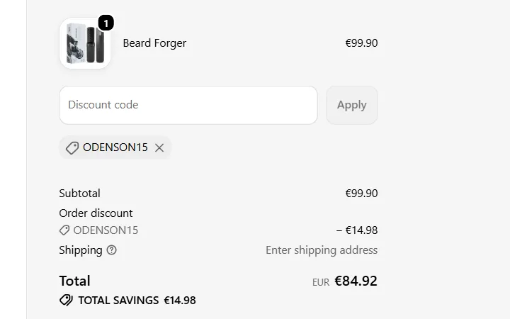 Riadok Order discount so zľavou a nižšou sumou Total v pokladni Odenson