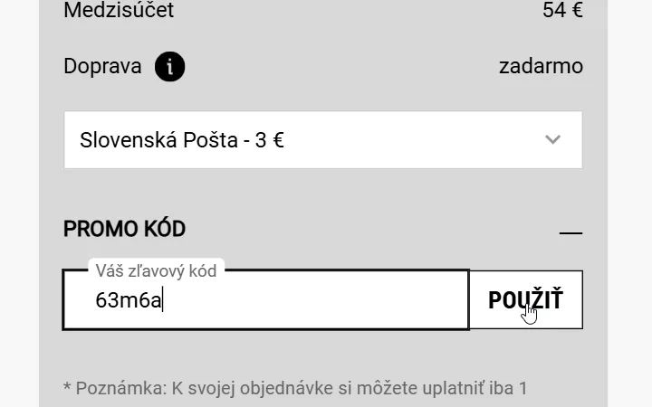 Pole Váš zľavový kód s vloženým kódom a tlačidlo Použiť v košíku Kiehl's