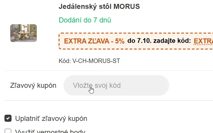 Prázdne pole Vložte svoj kód pod jedálenským stolom v košíku inpostele.sk