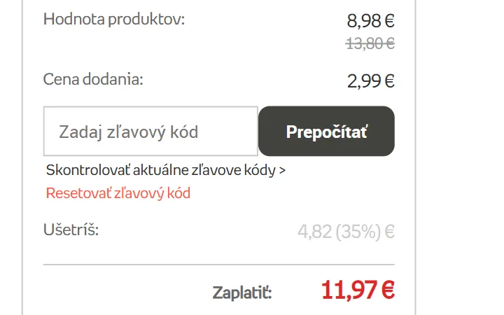 Prečiarknutá suma 13,80 € nad novou hodnotou 8,98 € a riadok Ušetríš so 4,82 € v košíku Empik Foto